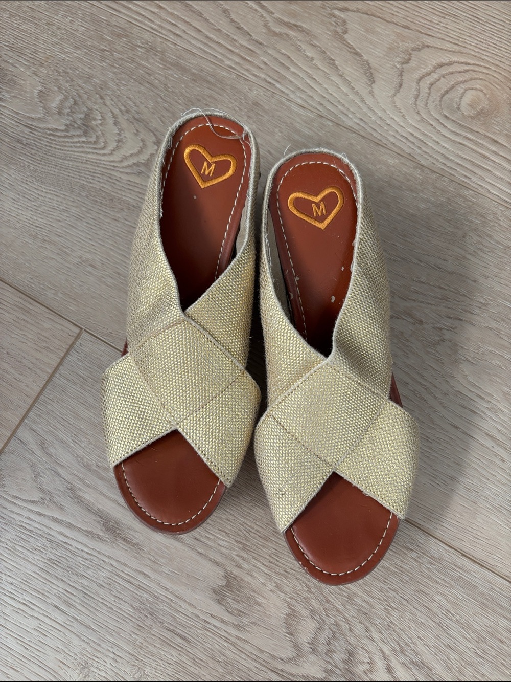 Madeline Beige Woven Cross-Strap Slide Mules